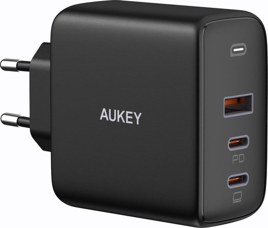Aukey - PA-B6S USB C 3.0 QC 4.0+ 90W Snellader Zwart - Geschikt voor Smartphone en  Laptop