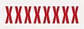 Letter stickers alfabet - 20 kaarten - rood wit teksthoogte 50 mm Letter X