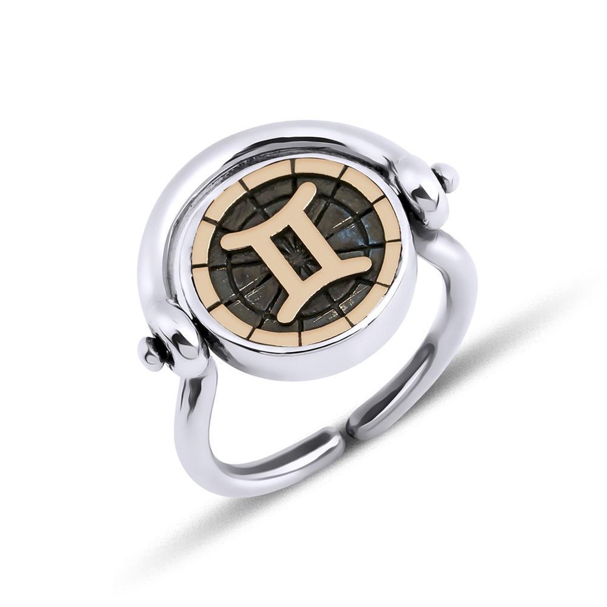 Bol Com Biggdesign Tweelingen Zilveren Ring Voor Dames Bronzen Detail Zirkonia Steen