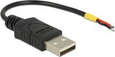 DELOCK Kabel USB 2.0 type A stekker > 2 x open kabeleinden stroom 10 cm Raspberry Pi