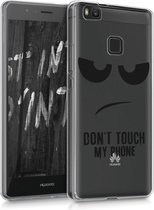 kwmobile telefoonhoesje voor Huawei P9 Lite - Hoesje voor smartphone in zwart / transparant - Don't Touch My Phone design