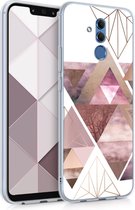 kwmobile telefoonhoesje geschikt voor Huawei Mate 20 Lite - Hoesje voor smartphone in poederroze / roségoud / wit - Glory Driekhoeken design