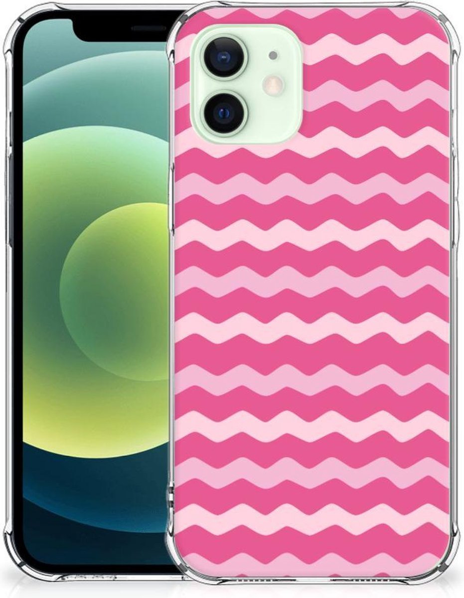 iPhone 12 Mini Doorzichtige Silicone Hoesje Waves Pink