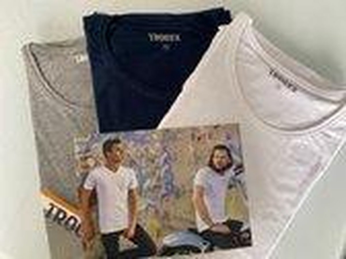 Trooxx T-Shirt-3x 2-Pack, 6 stuks - V- neck - White, grey en navy - L