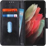 Samsung Galaxy S21 Ultra Hoesje Wallet Book Case Zwart