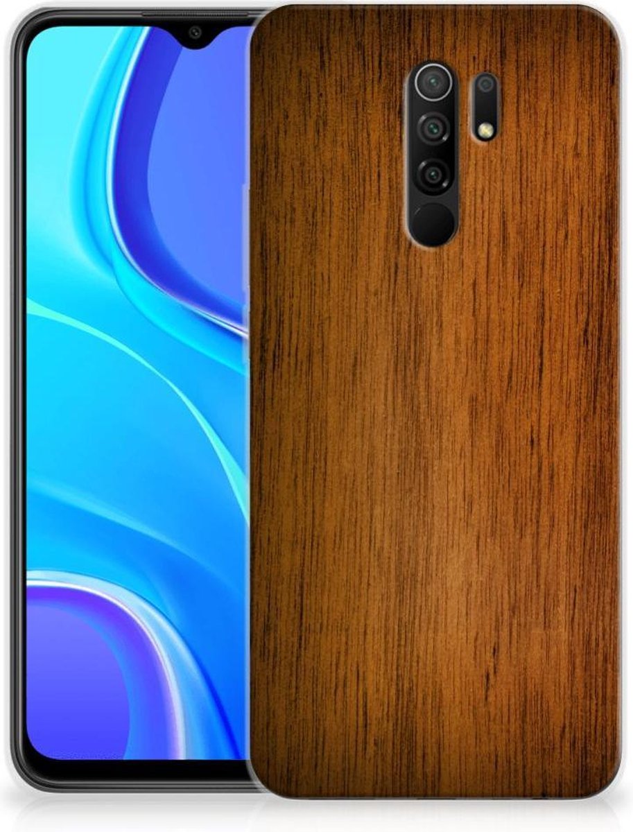 Xiaomi Redmi 9 Bumper Hoesje Donker Hout