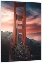 Forex - Golden Gate Bridge met Auto's - California - Amerika - 100x150cm Foto op Forex
