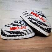 bol.com | Sneaker Sloffen - Yeezy Sloffen - Wit gestreept- Fluffy - maat  35/42 one size - unisex