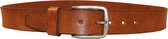IZZLE Kleding riem Aberto - Rundleer nikkelvrije gesp – Cognac - 3,5/4cm breed - 115cm lang - Cadeautip