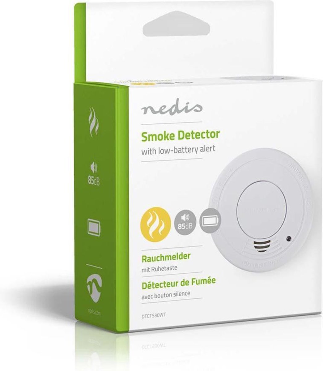 Nedis DTCTS30WT Rookmelder En14604 Lage Batterijspanningsalarm