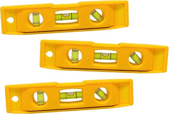 Set van 3 plastic waterpassen met magneet (geel) | bol.com