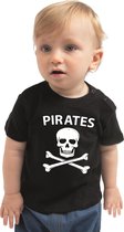 Piraten t-shirt / verkleed shirt zwart voor baby - unisex - jongens / meisjes - piraten kostuum / verkleedkleding 62 (1-3 maanden)