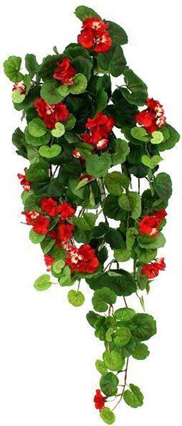 Geranium kunst hangplant 90cm - rood