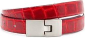 JV Belts Dames riem kroko rood - dames riem - 2 cm breed - Rood - Echt Leer - Taille: 85cm - Totale lengte riem: 100cm