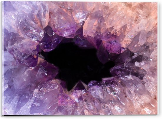 Acrylglas - Paars/Roze Kristallen - 40x30cm Foto op Acrylglas (Wanddecoratie op Acrylglas)