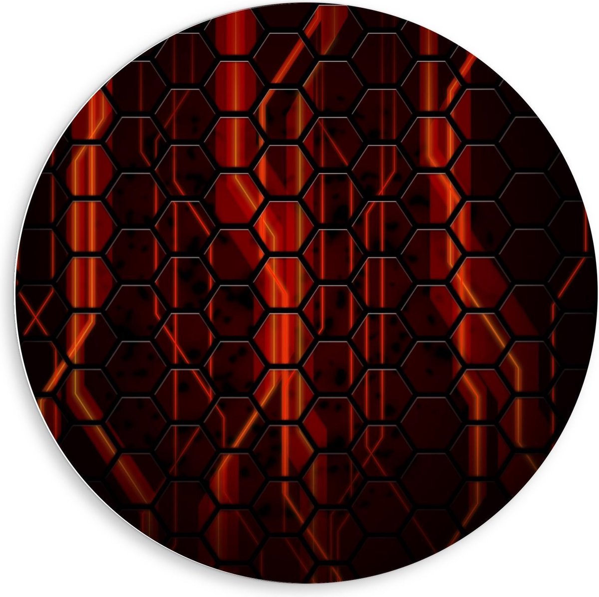 Forex Wandcirkel - Rode Honingraat - 80x80cm Foto op Wandcirkel (met ophangsysteem)