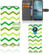 Telefoonhoesje Nokia 3.4 Flip Case Zigzag Groen
