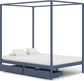 vidaXL Hemelbedframe met 2 lades massief grenenhout grijs 120x200 cm