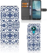Telefoon Hoesje Nokia 3.4 Book Case Flower Blue