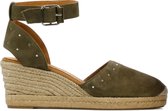 Unisa Espadrilles Dames / Damesschoenen - Suède - Sleehak Hoogte 6 cm - Cliver - Groen - maat 41