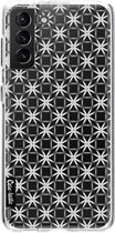 Casetastic Samsung Galaxy S21 Plus 4G/5G Hoesje - Softcover Hoesje met Design - Geometric Lines Silver Print