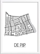 De Pijp Plattegrond poster A2 + fotolijst wit (42x59,4cm) - DesignClaud