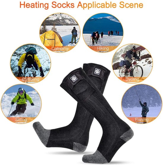 BARCHI HEAT 12V 7.4V Heated Socks, Electric Rechargeable Battery Car Motorcycle Charging Heated Socks for Snow Skiing Skating Riding Motorcycle, Black and dark grey