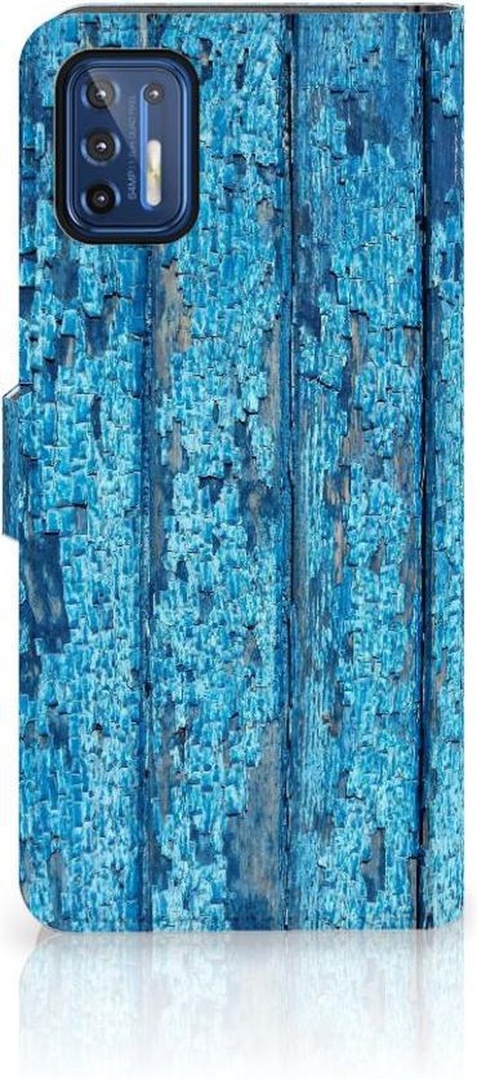 Motorola Moto G9 Plus Book Style Case Wood Blue
