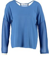 Aaiko blauw viscose deels transparant shirt 7/8e mouw - Maat S