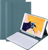 Hoes Geschikt voor iPad 10.2 2020 Hoes Toetsenbord Hoesje Keyboard Case Cover - Hoesje Geschikt voor iPad 8 Hoes Toetsenbord Case - Donkergroen