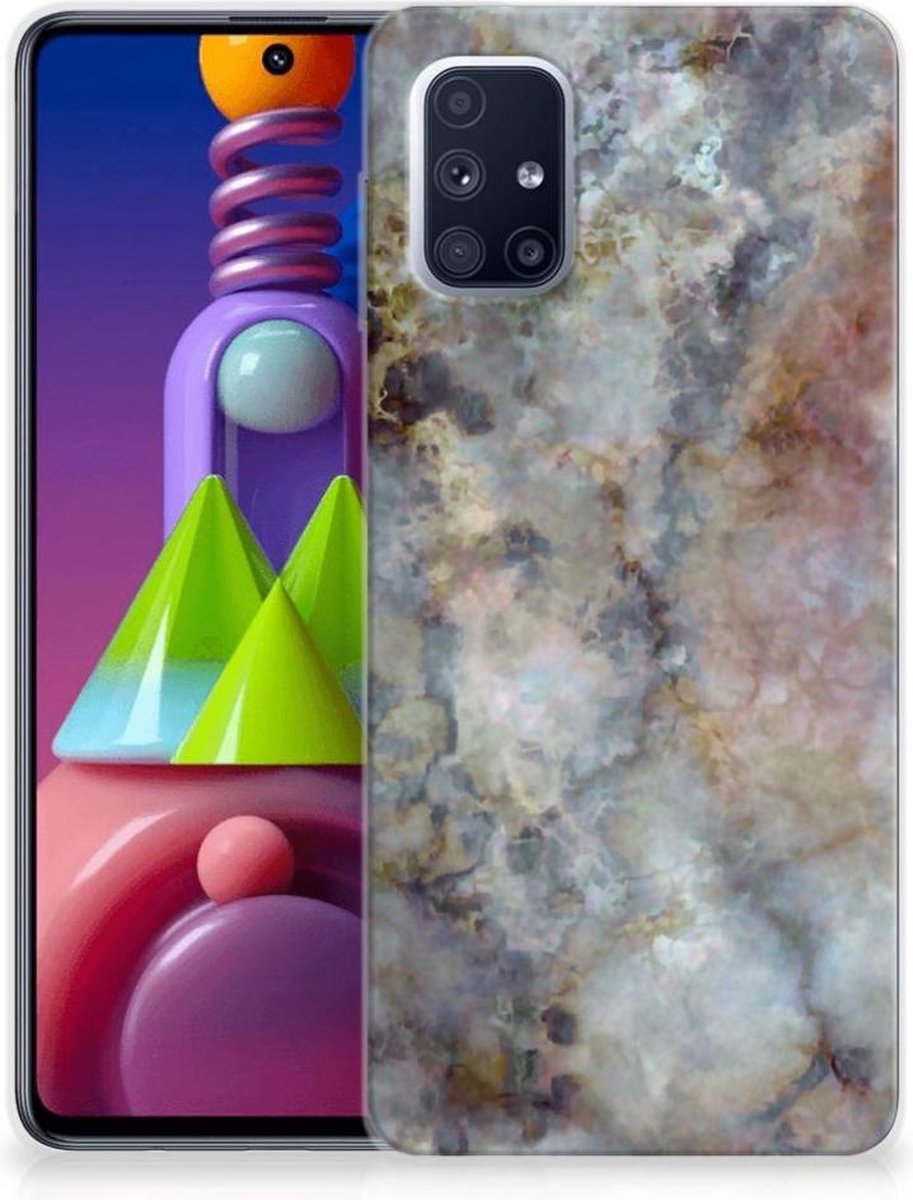 Samsung Galaxy M51 TPU Siliconen Hoesje Marmer Grijs