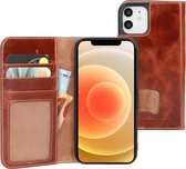 Mobiparts Apple iPhone 12/12 Pro Oaked Cognac Boekhoesje - Echt Leder - Magneetsluiting - Bookcase