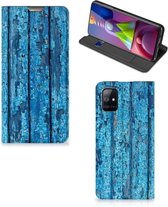 Telefoonhoesje Geschikt voor Samsung Galaxy M51 Magnet Case Wood Blue