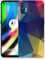 Telefoon Hoesje Motorola Moto G9 Plus Siliconen Back Cover Polygon Dark