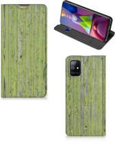 Telefoon Hoesje Geschikt voor Samsung Galaxy M51 Wallet Case Green Wood