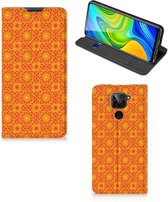 Telefoonhoesje Xiaomi Redmi Note 9 Wallet Case Batik Orange