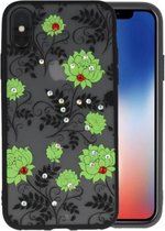 Diamant Lotus Hoesjes Cases voor iPhone X Groen