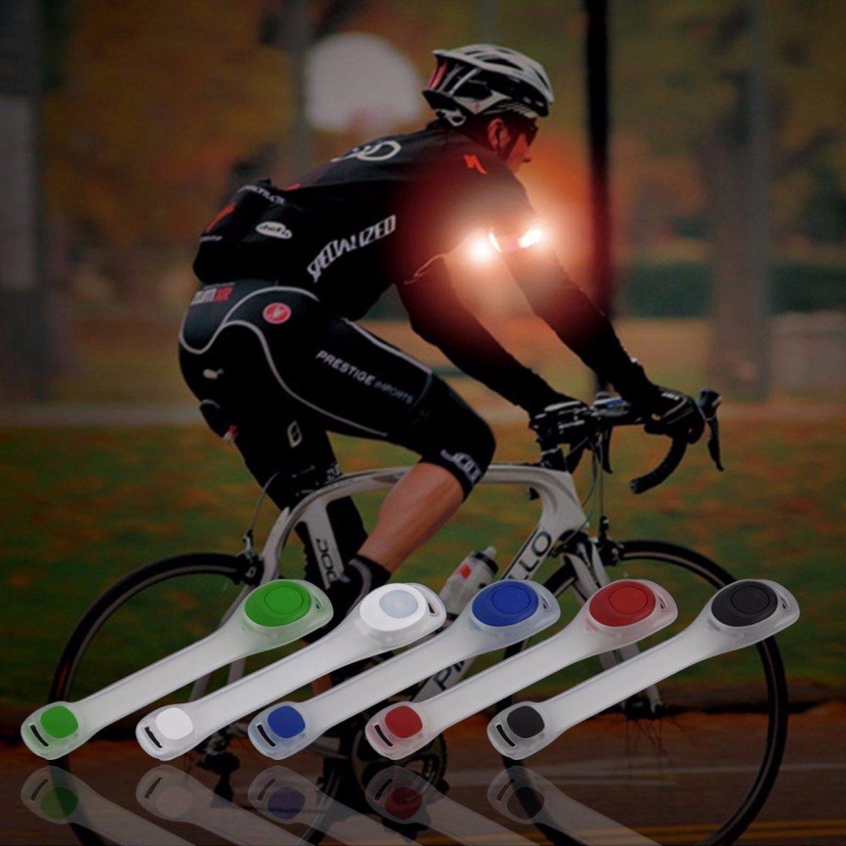 Hardloop / Fiets Sport Armband Met LED - Reflecterende Hardloop Verlichting Lampjes - Wit