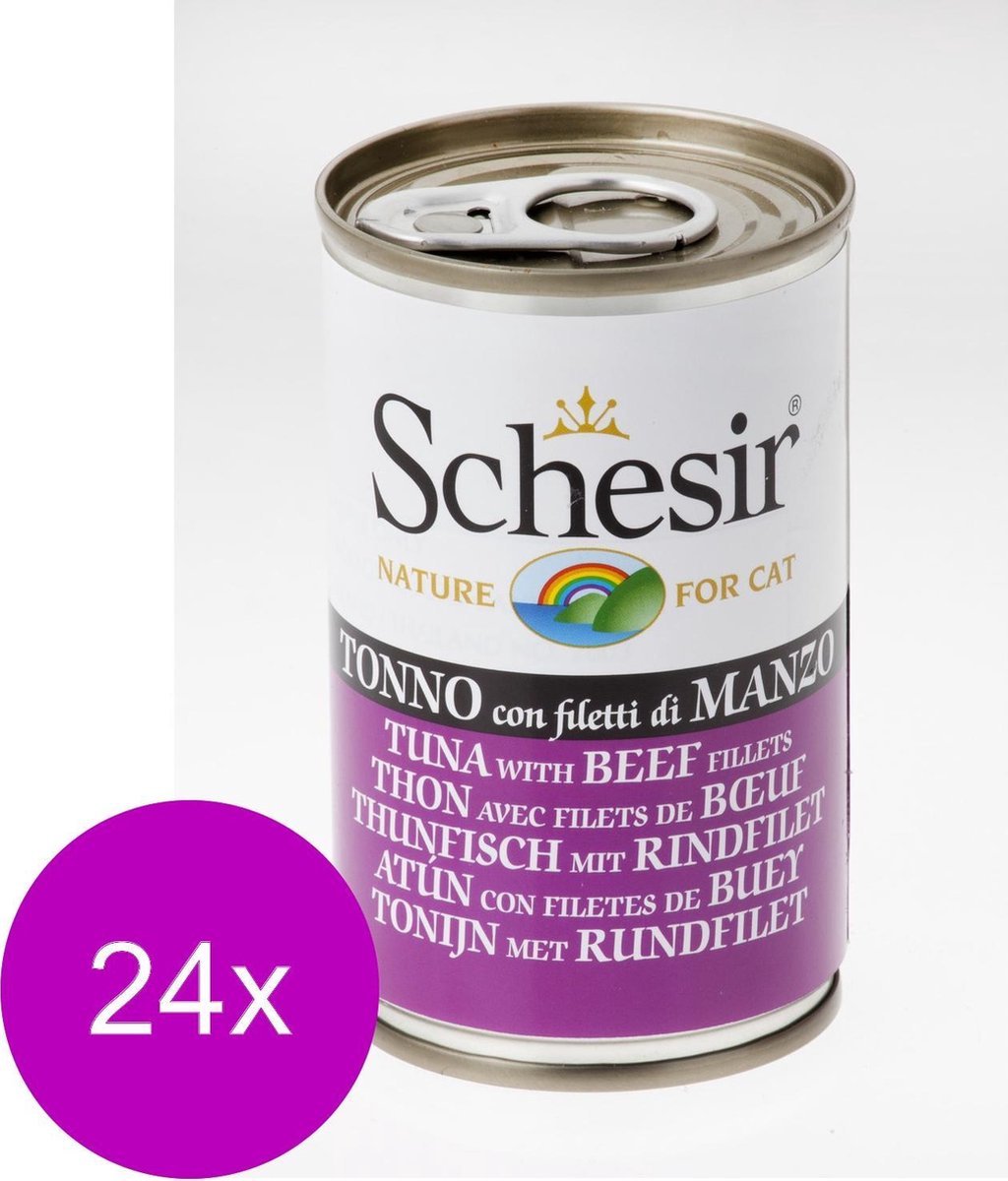 24x Schesir Kattenvoer Tonijn – Rundfilet 140 gr