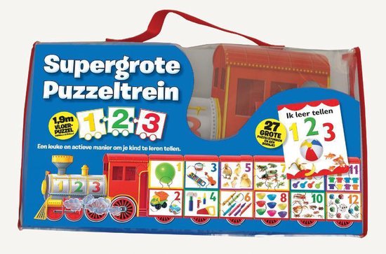 Cover van het boek 'Supergrote puzzeltrein - Ik leer tellen 1-2-3'