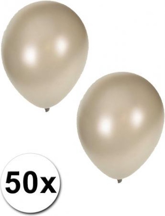 50x stuks Metallic zilver ballonnen 36 cm