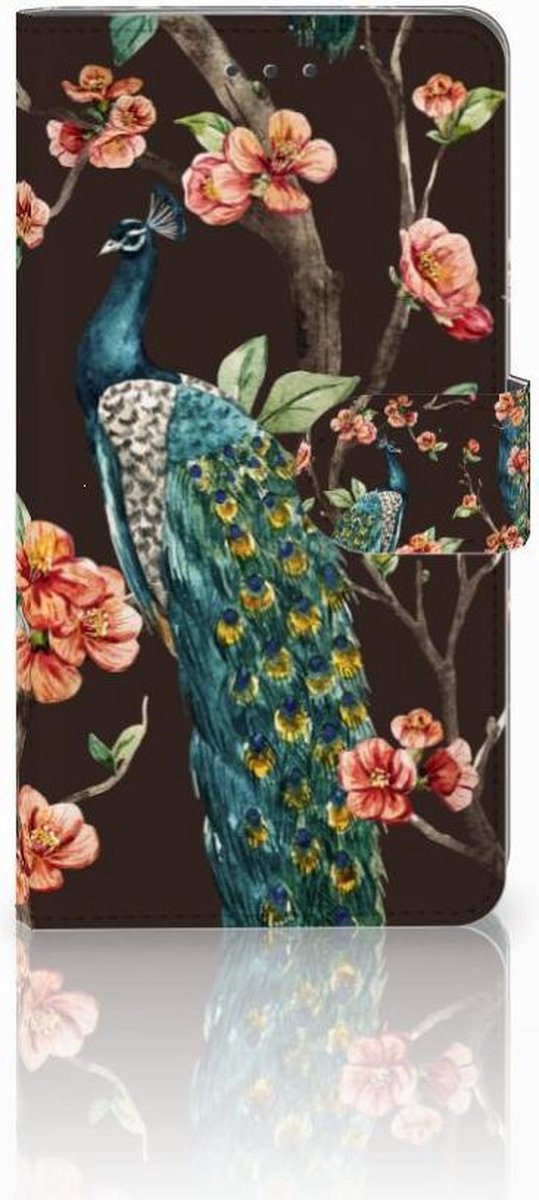 Boekhoesje voor Samsung Galaxy J7 2016 Telefoonhoesje met Pasjes Pauw met Bloemen