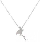 24/7 Jewelry Collection Flamingo Ketting - Dames - Bijou Legering Zilverkleurig - 45 cm