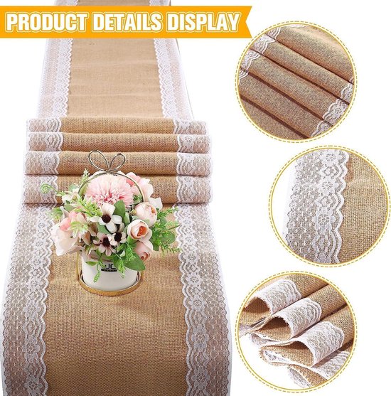 Chemin de Table en Toile de Jute Rustique 10m x 30 cm Chemin de Table en Jute Décoratif Tissé Fête de Mariage Chemin de Table en Toile de Jute Rustique 10m x 30 cm Chemin de Table en Jute Décoratif Tissé Fête de Mariage