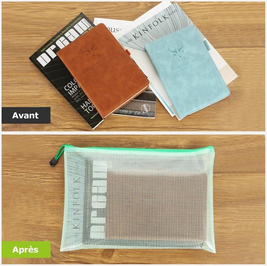 Yoassi 40 stuks pvc-hoesjes A5, kunststof zakken met ritssluiting, A5, 10 kleuren, map met ritssluiting voor het opbergen van mappen, documenten, papieren enz