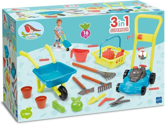 Kinder tuinset 3-in-1 tuinpakket - trimmer-kruiwagen-mand - tuinaccessoires - tuingereedschap voor kinderen - buitenspel vanaf 18 maanden - gemaakt in Frankrijk kinder tuinset — afbeelding 3