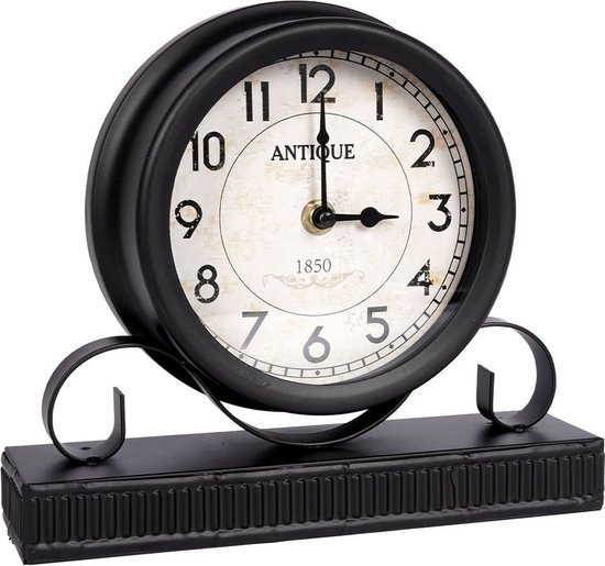 Tafelklok Metaal Zwart 20,5 cm - Uurwerk - Bureauklok - Klok