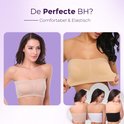 Soutiens-gorge bandeau sans coutures de plusieurs couleurs portés par des modèles. Le texte "Le soutien-gorge parfait? Confortable & Élastique" est en haut.