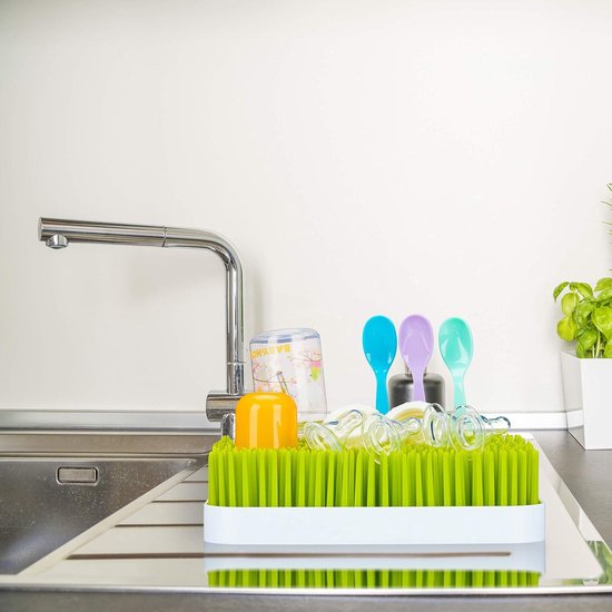 GoMaihe Droogrek babyflessen afdruiprek: Verticale flessendroger houder – ruimtebesparende standaard werkblad droogrek voor babyflessen en babyaccessoires Blauw