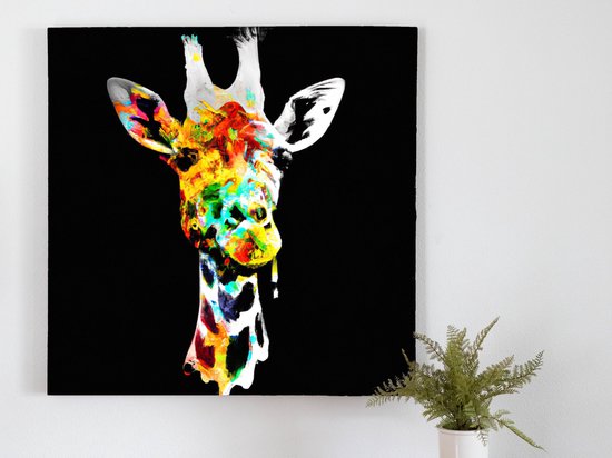 Rainbow burst giraffe | Rainbow Burst Giraffe | Kunst - 60x60 centimeter op Forex | Foto op Forex